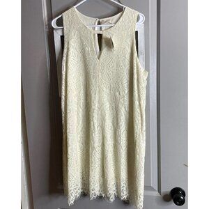 NWT Altar’d State Size M Cream Lace Dress Sleeveless Short Shift Fully Lined